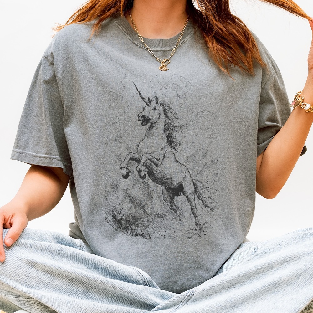 Wild Stag Rearing Graphic Tee Ink Sketch Antler Art Design